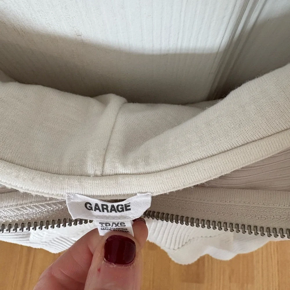 Garage Off White Ribbed Zip-Up Ribbed Hoodie - Picture 3 of 3